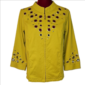 Vintage Bob Mackie Chartreuse Jacket w/Grommet Details Size Extra Small